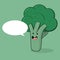 Cute and happy broccoli with a speech bubble.