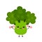 Cute happy broccoli vegetable with dumbells