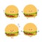 Cute happy burger character set collection