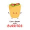Cute happy burrito character vector