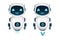 Cute happy cartoon smiling set robots. Vector illustration isolated