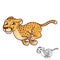 Cute Happy Cheetah Running Fast with Black and White Line Art Drawing