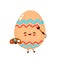 Cute happy chicken egg paint with brush
