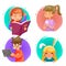 Cute happy children boy and girls characters set cartoon design vector illustration