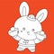 Cute Happy Chinese New Year Rabbit 2023 Digital Stamp