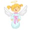 Cute happy Christmas angel character. Vector cartoon illustration isolated.