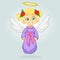 Cute happy Christmas angel character. Vector illustration isolated. Design for print, poster, sticker, greeting card