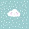 Cute Happy Cloud with Rain Drops, Print or Icon Vector Illustration