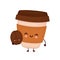 Cute happy coffee paper cup with brown bean