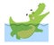 Cute Happy Crocodile Swimming in Water, Funny Alligator Predator Green Animal Character Cartoon Style Vector