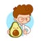 Cute happy doctor hold avocado