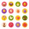 Cute Happy Easter Flat Icons on Circles