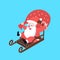 Cute happy fast riding on sleigh cartoon Santa Claus. Christmas