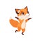 Cute happy fox character running, funny forest animal vector Illustration on a white background