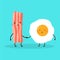 cute happy fried egg and bacon characters vector design