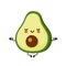 Cute happy funny avocado meditate