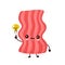 Cute happy funny bacon with light bulb