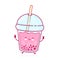 Cute happy funny bubble tea cup jump