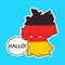 Cute happy funny Germany map and flag character