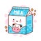 Cute happy funny milk. Vector flat line