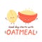 Cute happy funny oatmeal bowl