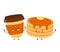 Cute happy funny pancakes and coffee cup