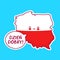 Cute happy funny Poland map and flag character