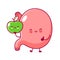 Cute happy funny stomach organ with apple