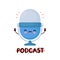Cute happy funny studio podcast microphone logo