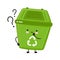 Cute happy garbage container with question mark