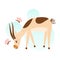 Cute happy gazelle or antelope is grazing. Cartoon animal playing with butterflies. Flat illustration with simple