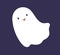 Cute happy ghost floating. Halloween boo character, funny baby phantom with tongue out. Fun spook, spirit with positive