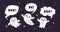 Cute happy ghosts. Flat ghost vector character. Halloween boo background