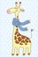 Cute happy Giraffe with a scarf.