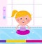 Cute happy girl swimming in water / pool