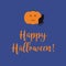 Cute Happy Halloween card with a scary carved pumpkin and black