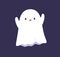 Cute happy Halloween ghost. Funny smiling boo character with cheerful joyful face expression, emotion. Kawaii friendly