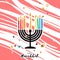 Cute Happy Hanukkah Greeting card. Jewish holiday with menorah
