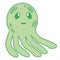 Cute happy jellyfish cartoon character sea animal vector illustration. Nature animal aquatic medusa, aquarium tropical