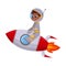 Cute Happy Kid Astronaut in Outer Space Suit Riding Spaceship, Little Boy Playing Astronauts, Space Tourist Character