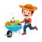 cute happy kid harvest fruit and vegetable