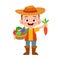cute happy kid harvest fruit and vegetable