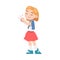 Cute Happy Little Girl Clapping her Hands, Adorable Girl in Dress Expressing Enjoyment, Appreciation, Delight Cartoon