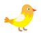Cute happy little yellow bird easter chick with wings outstretched vector.