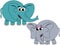 Cute Happy Male Female Elephant Cartoon