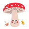 Cute Happy Mushroom Character Isolated Vector illustration