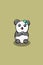 Cute happy panda with green pinch cartoon illustration