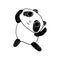 Cute happy panda vector illustration. Sketch style ink pen. Panda paws hands up.