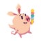 Cute happy piggy is holding ice cream