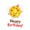 Cute happy pizza. Happy birthday concept